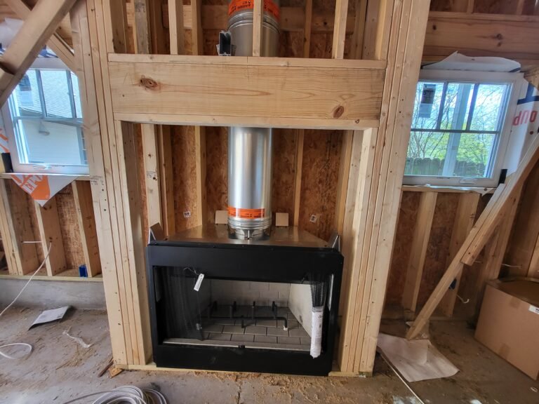 Projects new wood burning fireplace installation with flue pipe in Lucas Texas