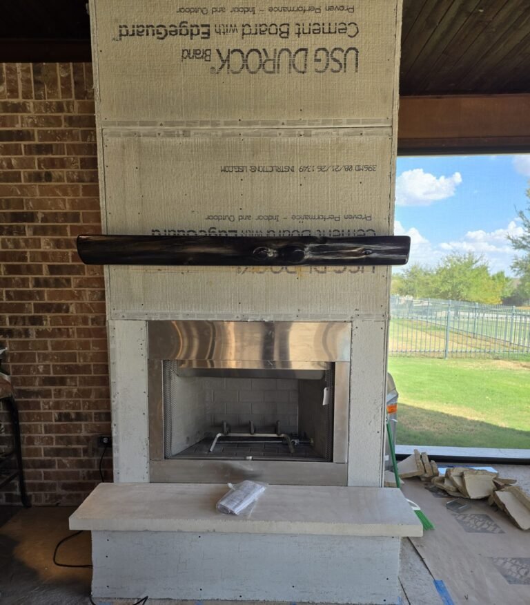 Projects Patio wood burning fireplace insert installation in Frisco Texas