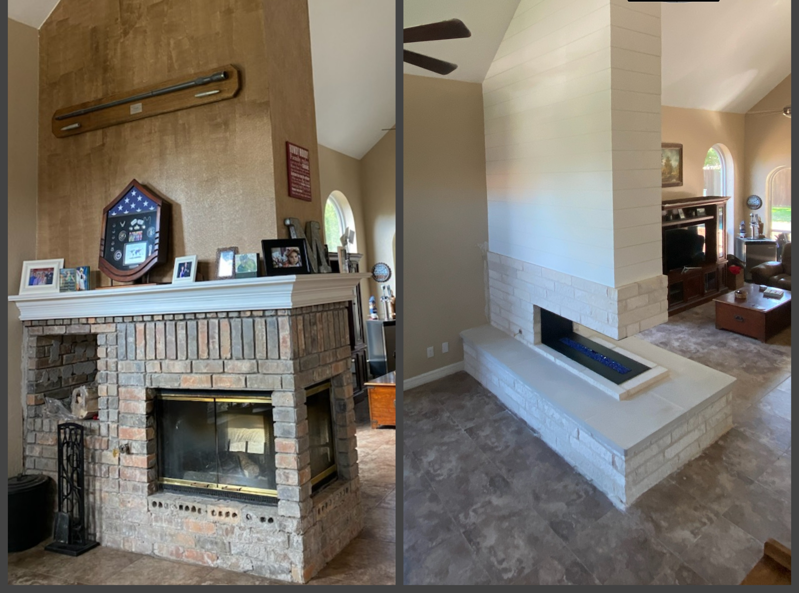fireplace hearth remodel in Dallas Texas