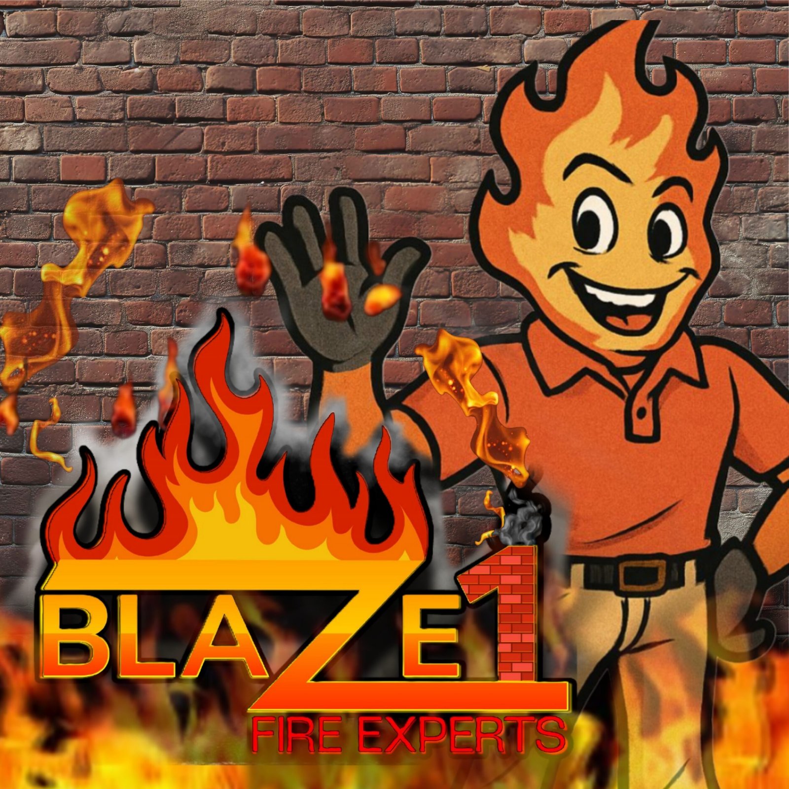 Blaze1 Fire Experts logo with company mascot Blazeman